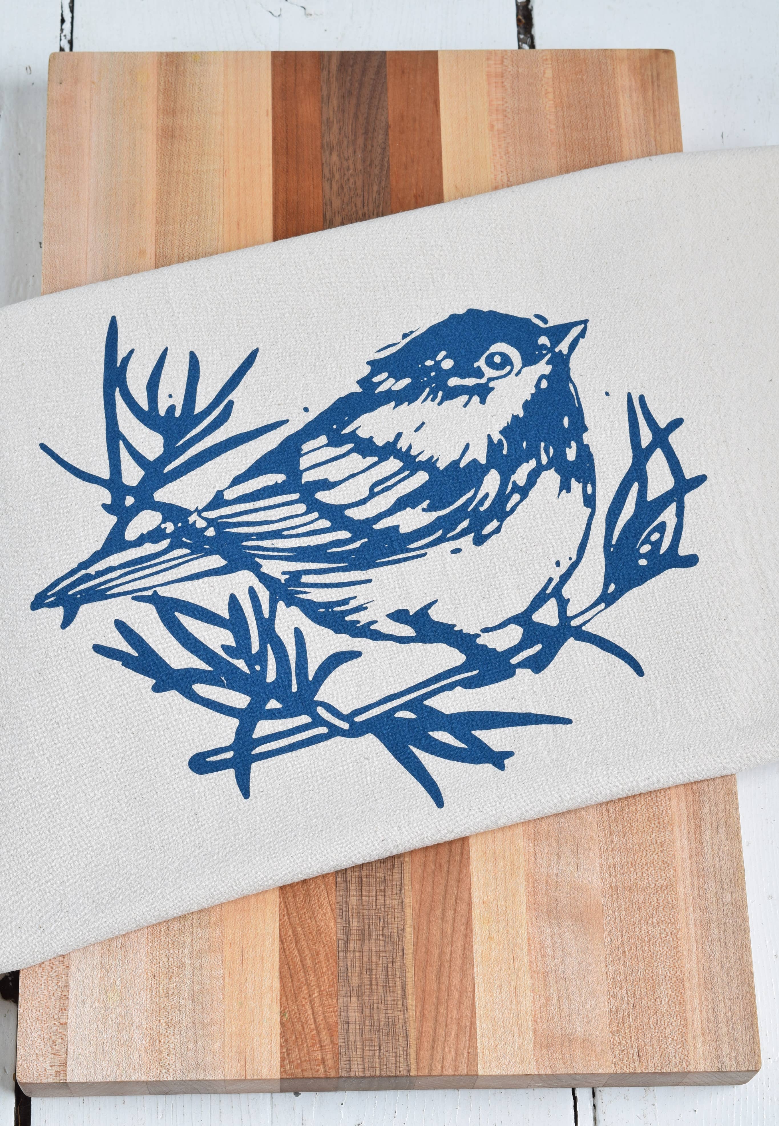 Chickadee Tea Towel | Navy Blue