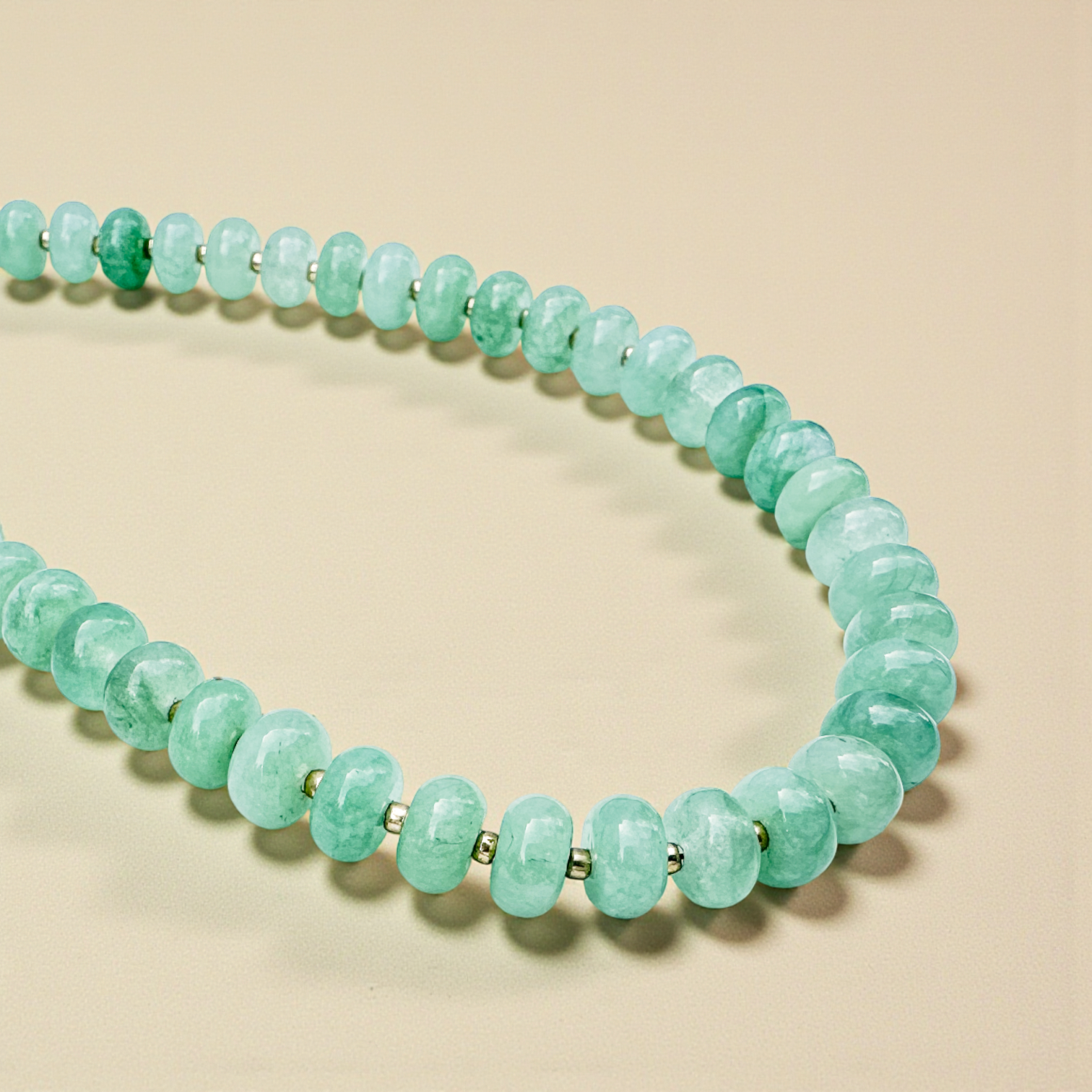 Bold Gemstone Beaded Necklace Green Jade