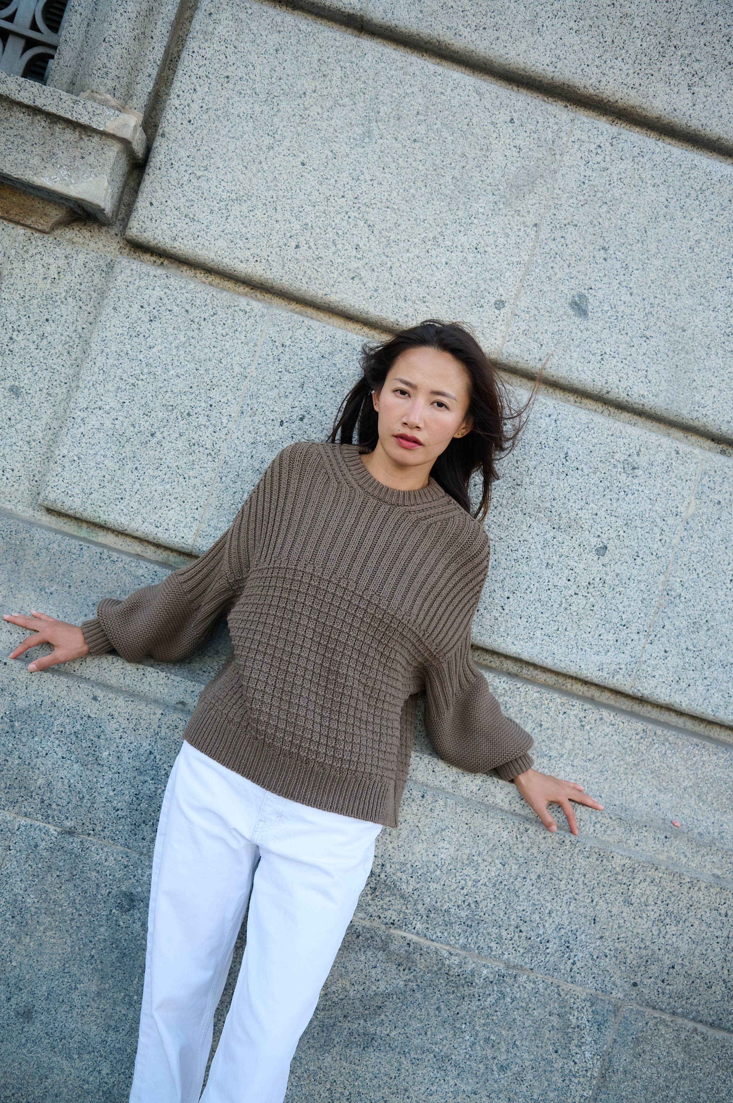 Delčia: 100% Cotton Earth Brown Sweater 