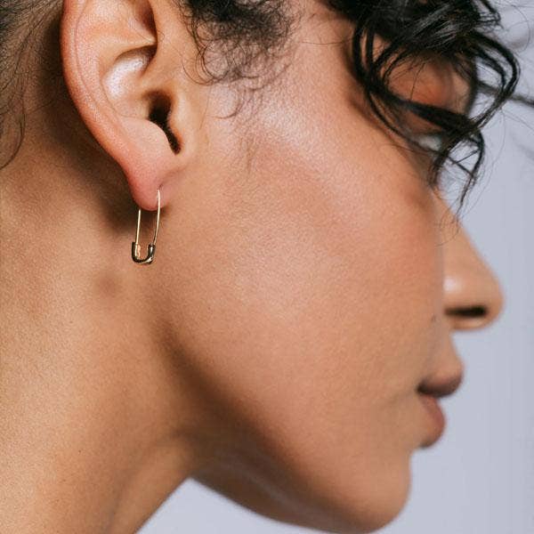 Safety Pin Hoop Earrings: Sterling Silver