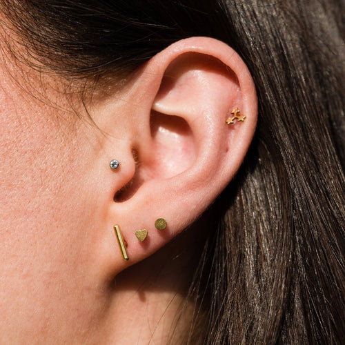 14k Gold PVD or Titanium Circle Flat Back Stud Earrings - Pair