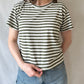 Striped Cropped Lorel Tee | Olive + White