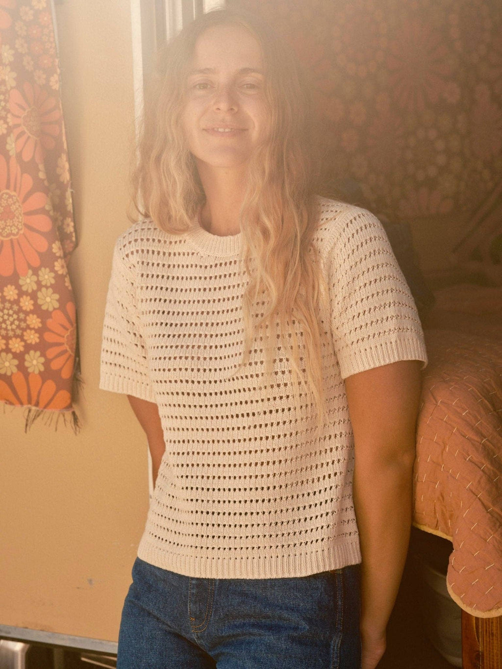 Open Knit Tee | Natural