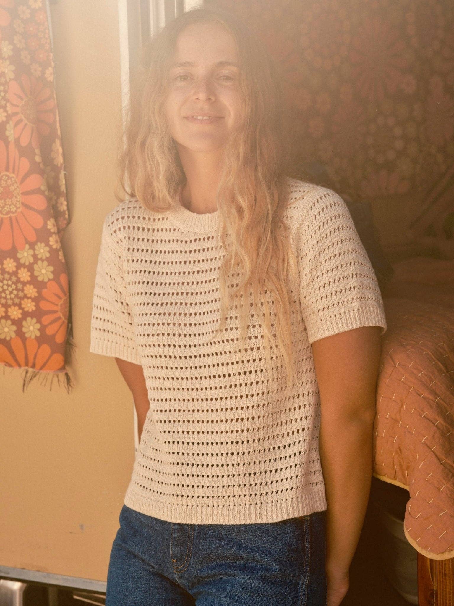 Open Knit Tee | Natural