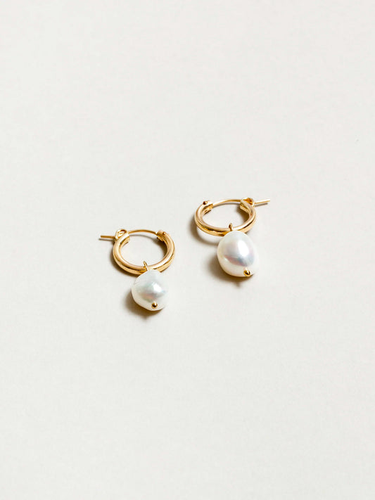 Pearl Hoops | Gold