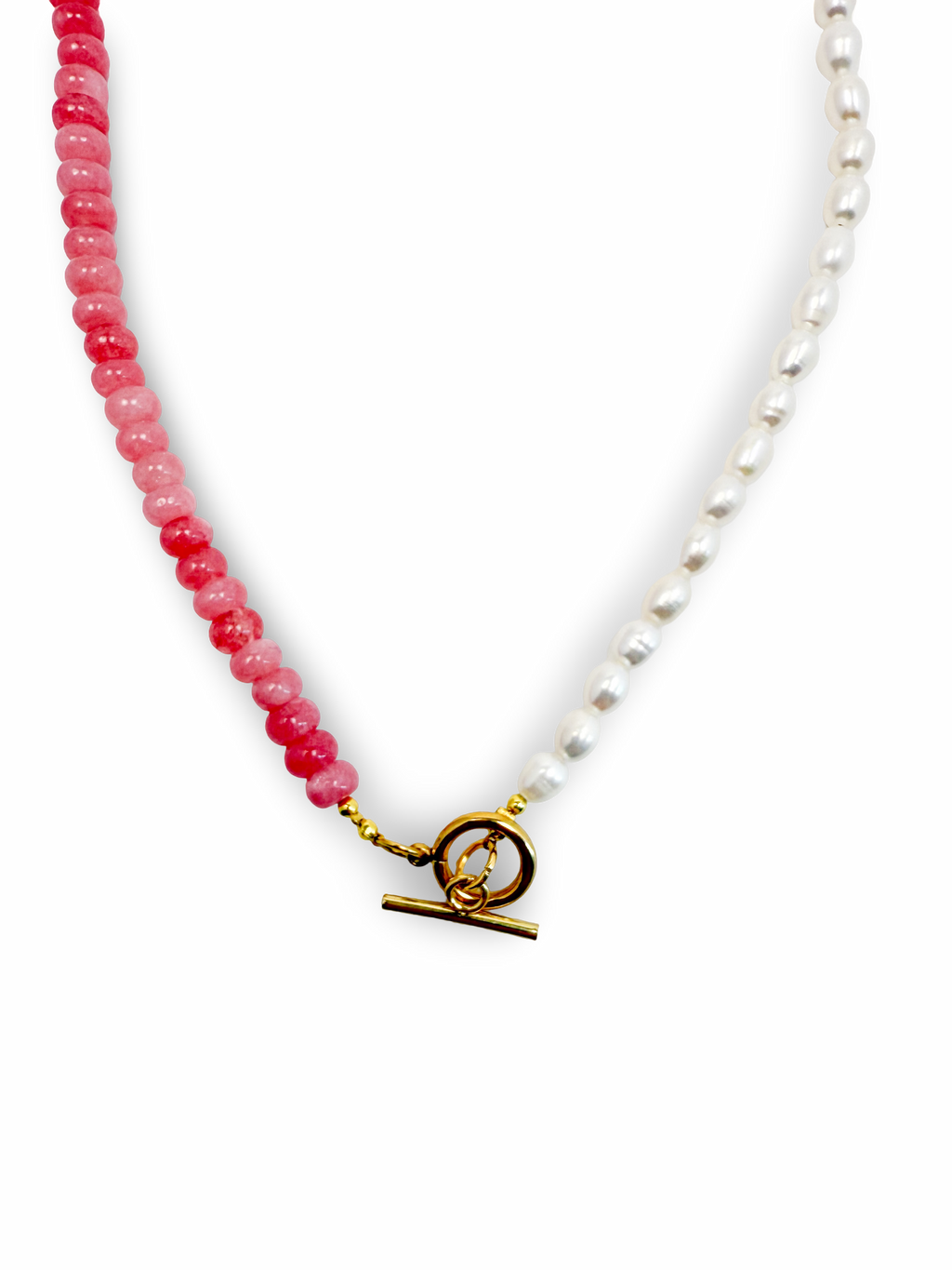 Harmony Pearl & Pink Quartz Gemstone Necklace