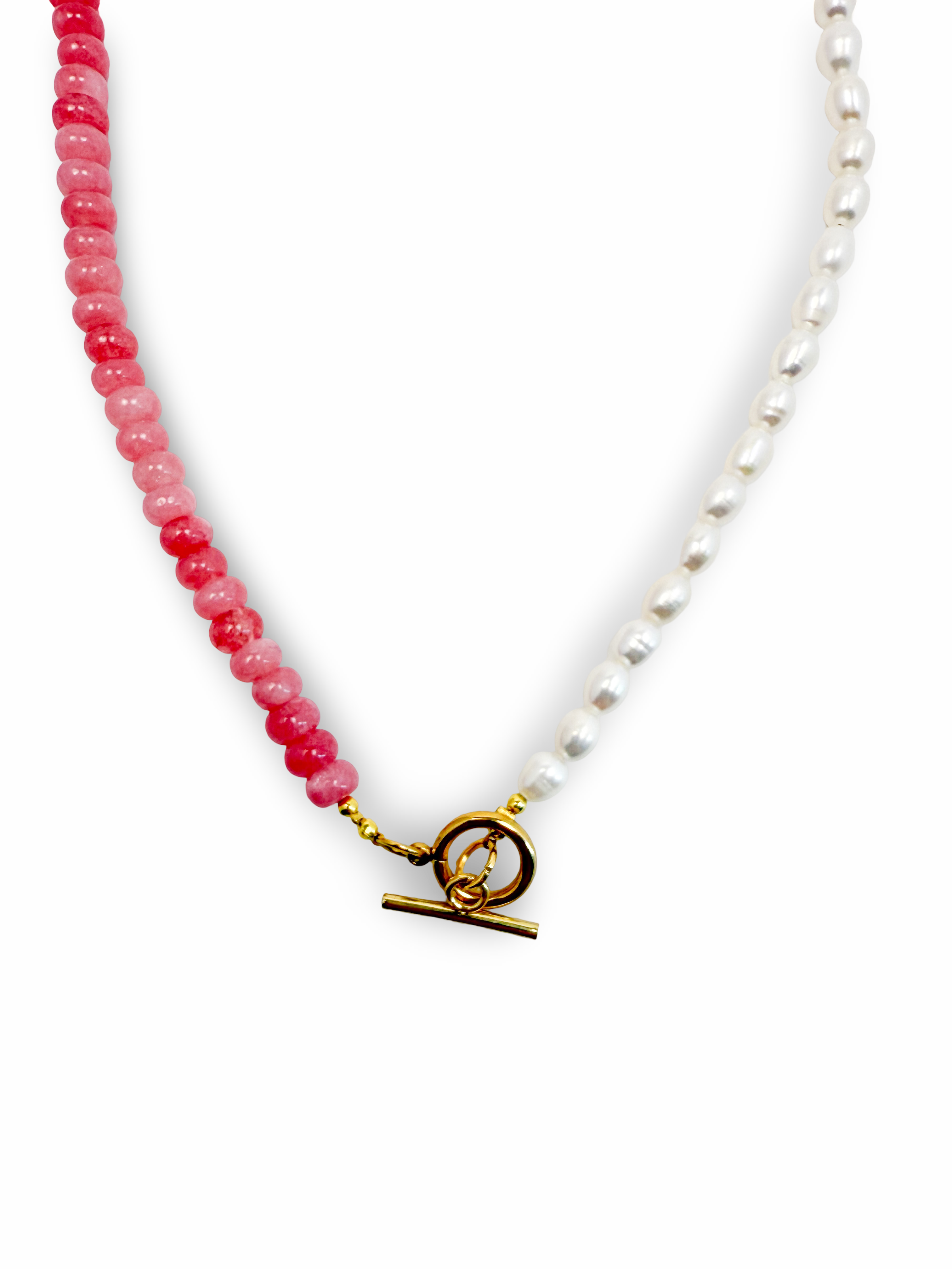 Harmony Pearl & Pink Quartz Gemstone Necklace