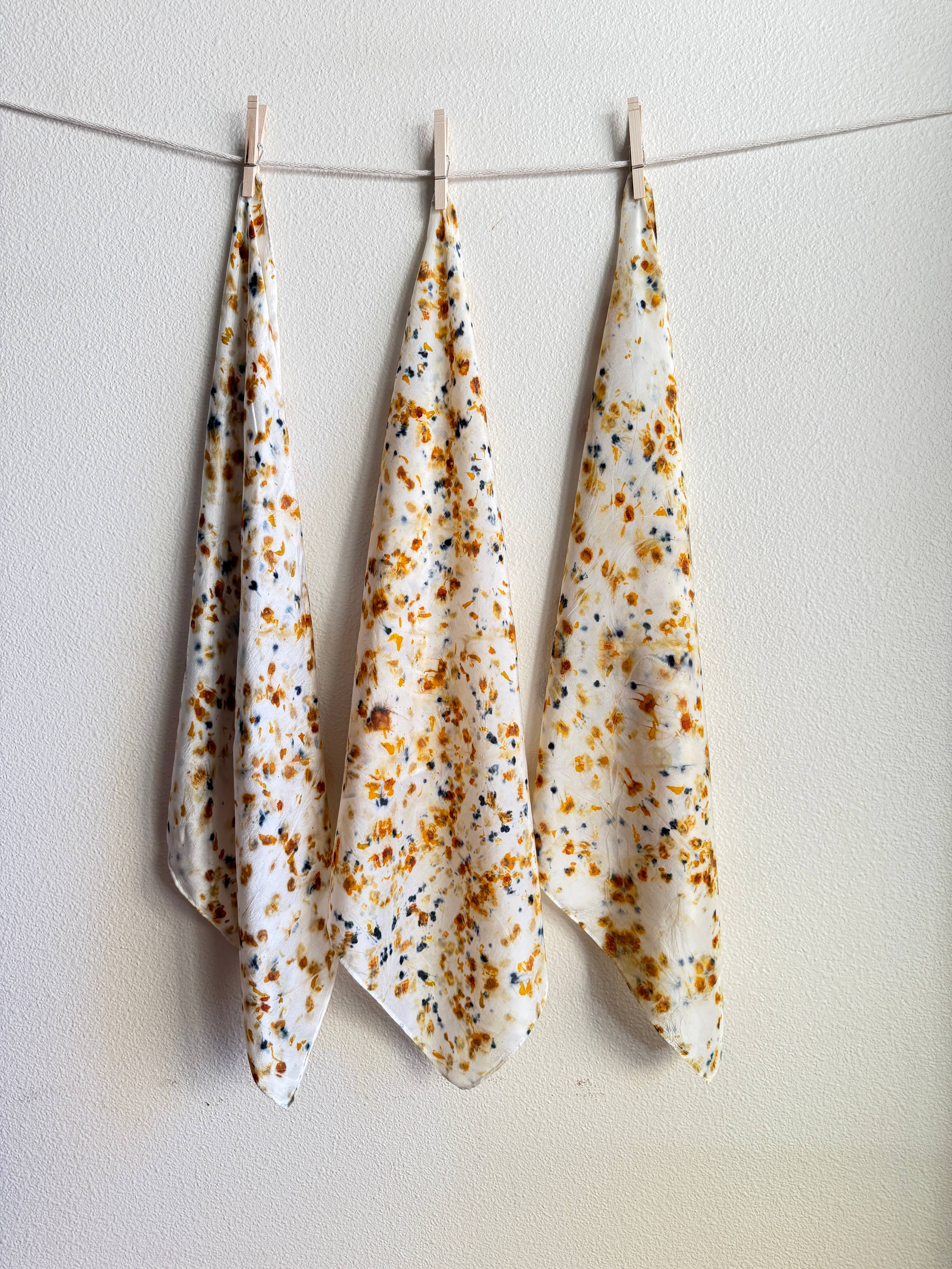 Naturally Dyed Silk Scarf - Rust + Sky