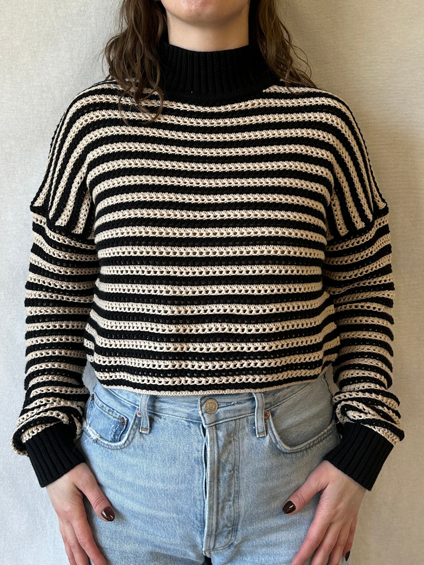 June Cropped Sweater | Sand + Black