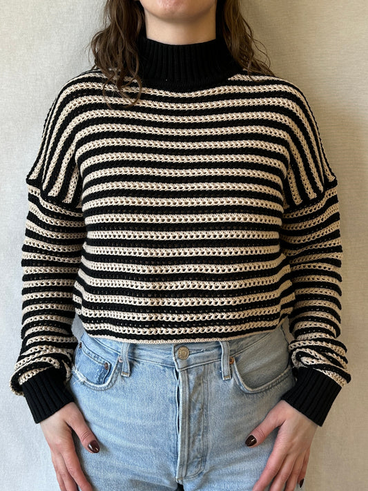 June Cropped Sweater | Sand + Black