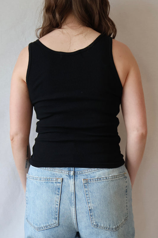 Mia Scoop Neck Layering Tank | Black