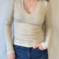 Viola Ribbed V-Neck | Oatmeal