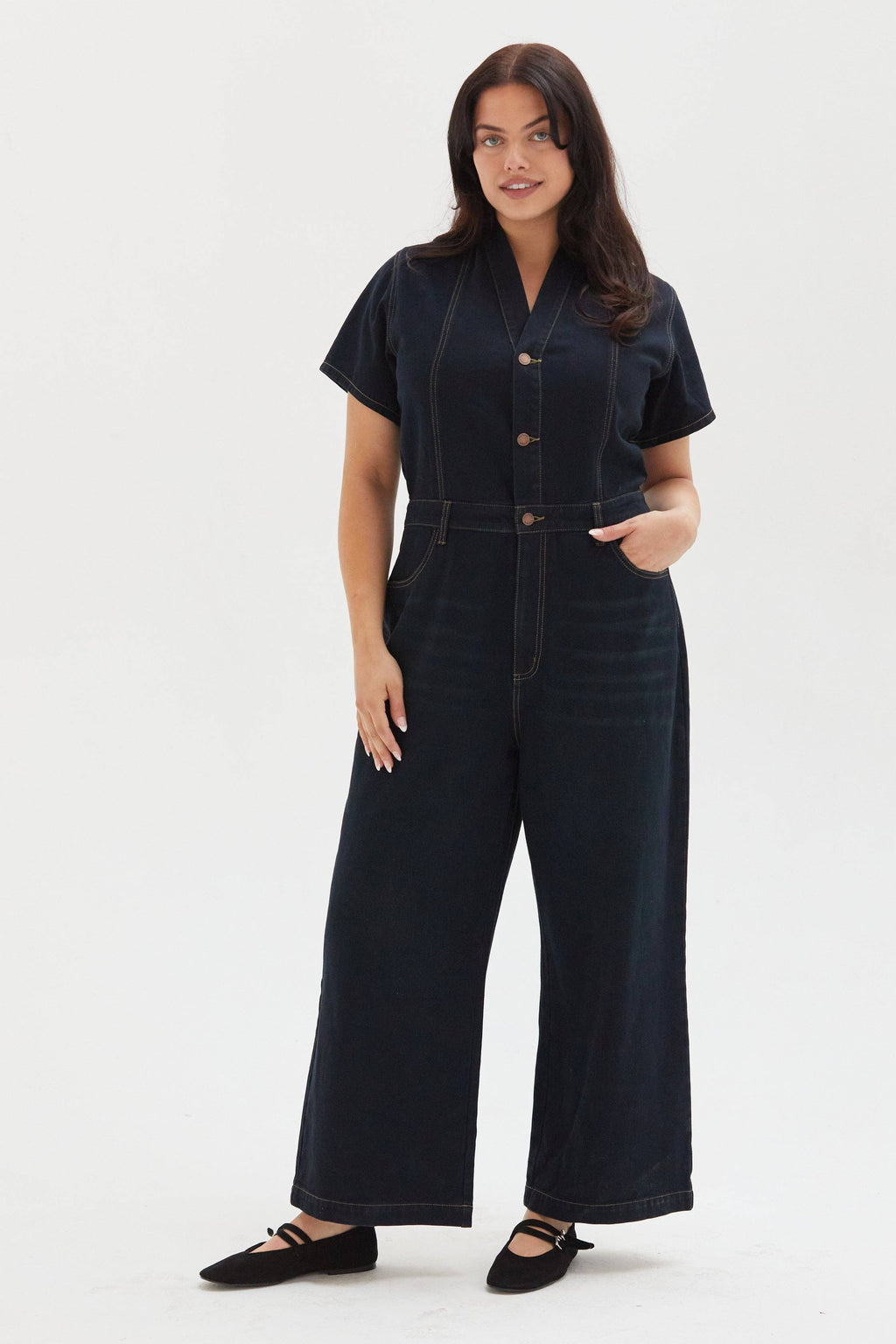 Ashby  Denim Jumpsuit | Faded Black