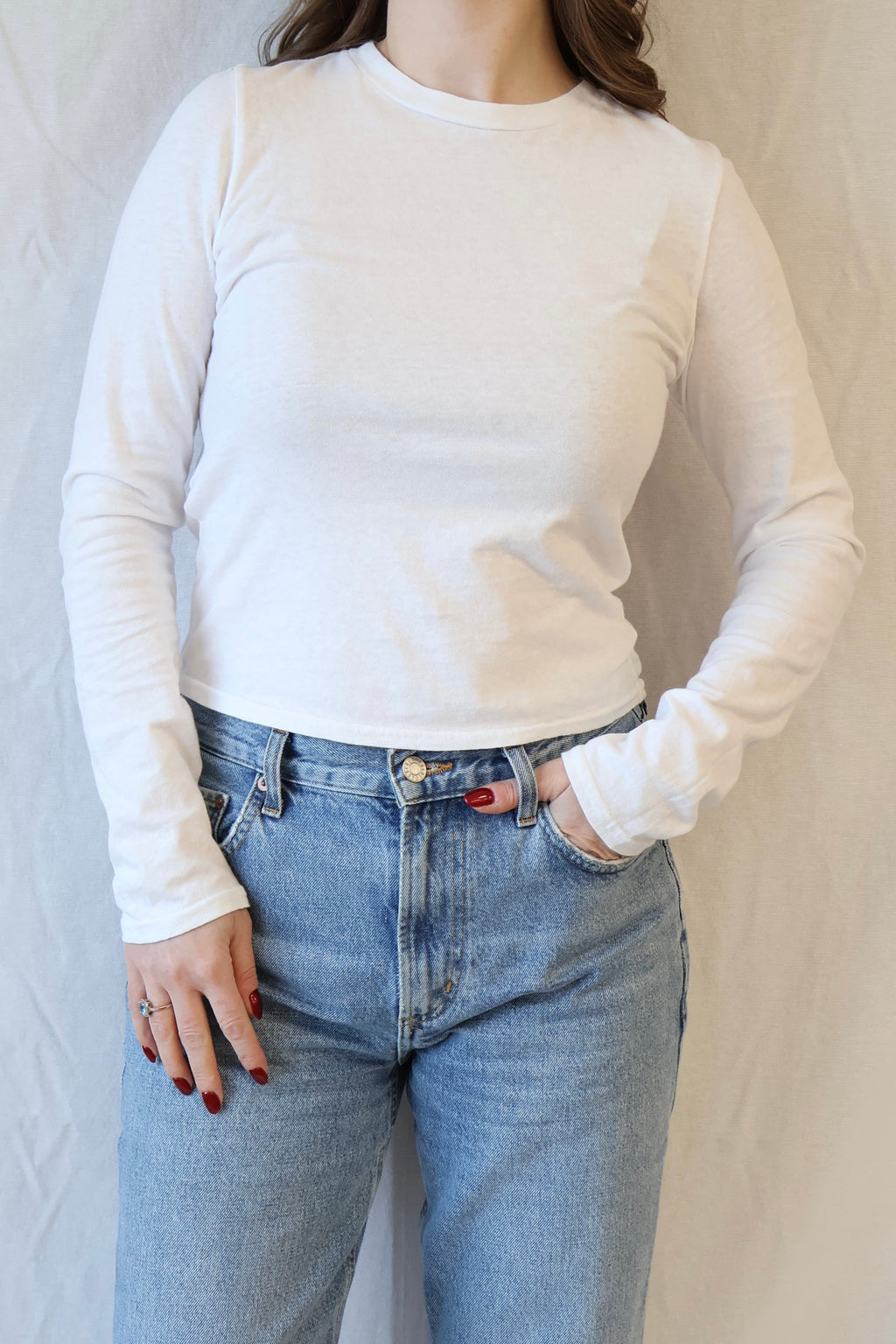 Jamie Recycled Cotton Long Sleeve | White