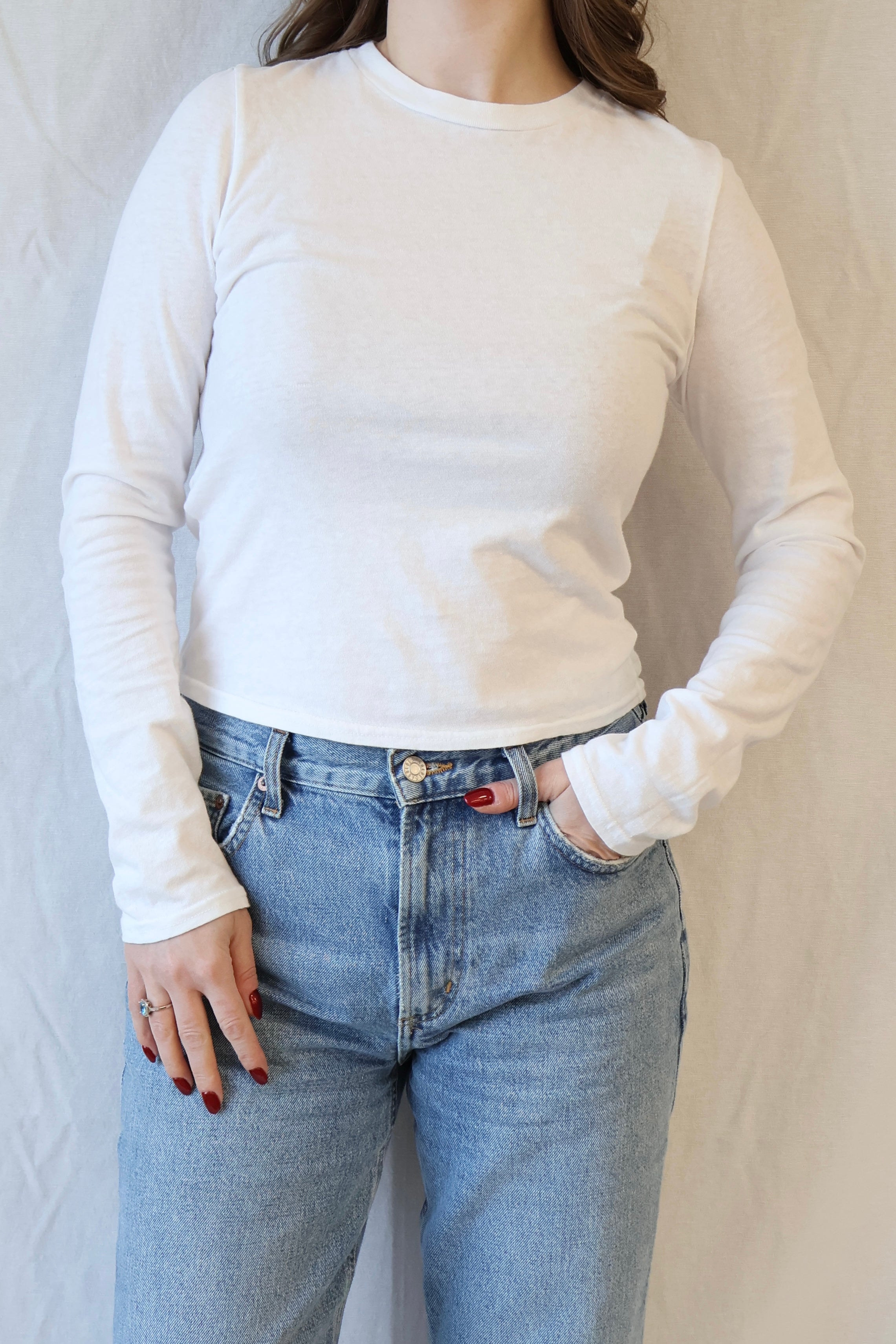 Jamie Recycled Cotton Long Sleeve | White