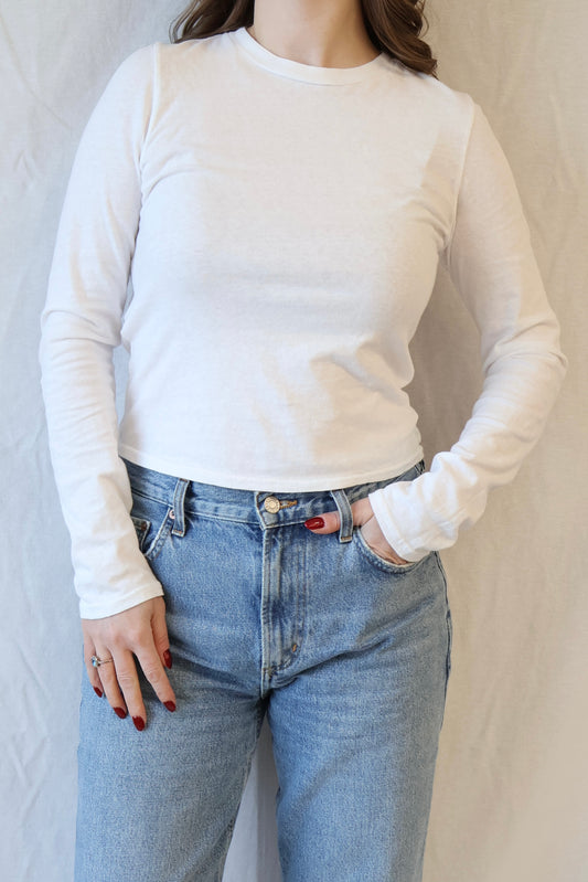 Jamie Recycled Cotton Long Sleeve | White