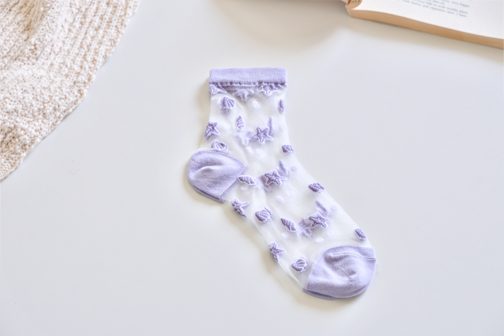Women's Sheer Socks - Summer Breathable Starfish & Seashell