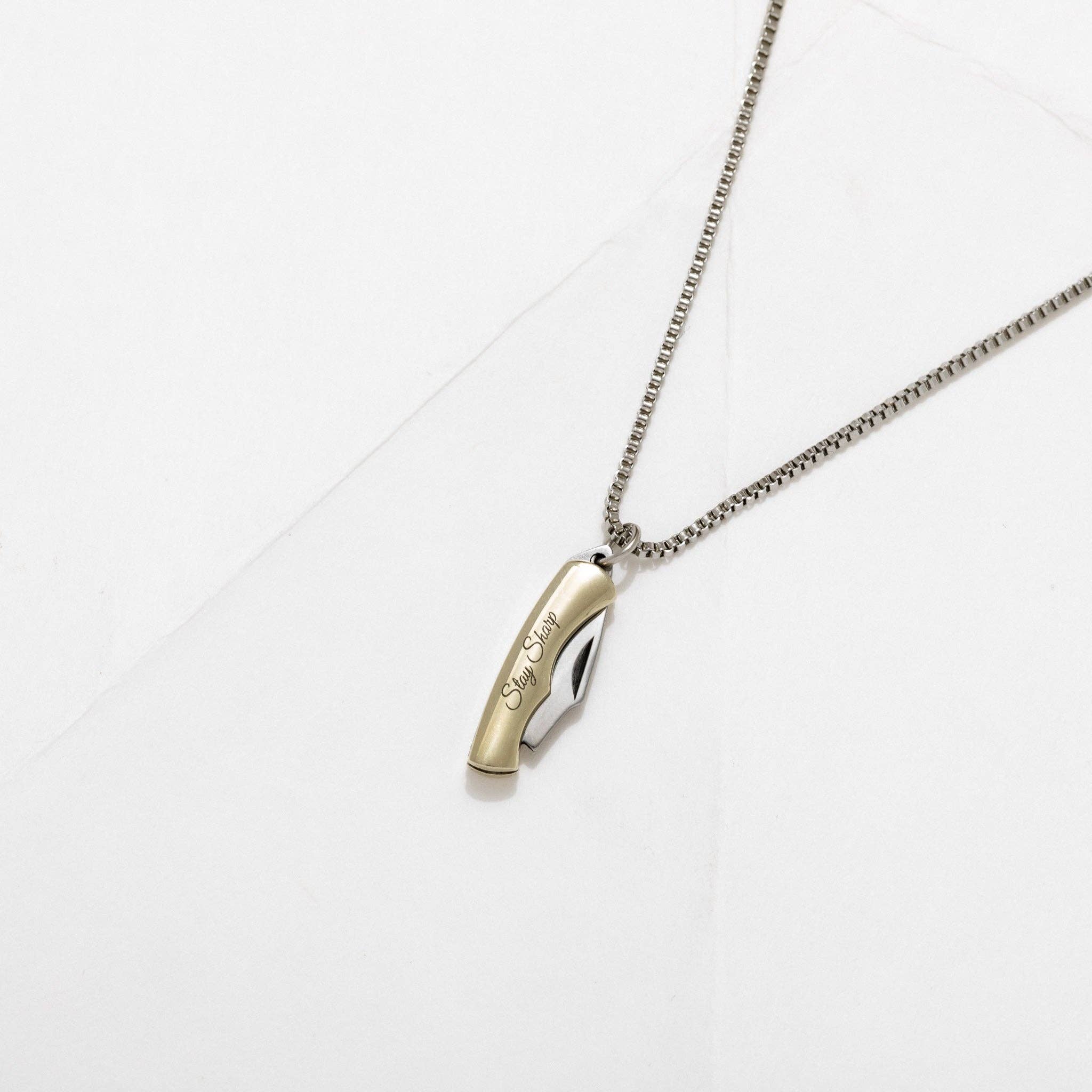 Sloane Stay Sharp Safety Utility Necklace - Gold or Silver : Gold Plated Chain | Larissa Loden