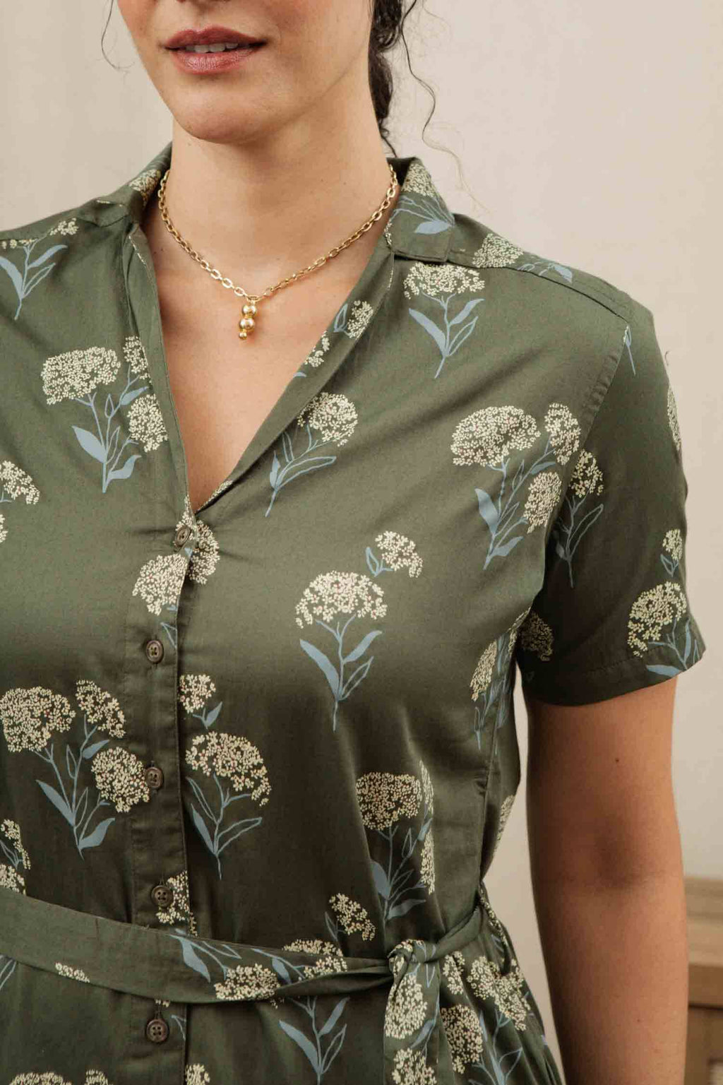 Sofia Shirt Dress / Olive Wildflower: Olive Wildflower