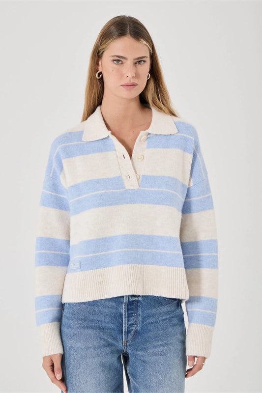 Sofia Polo Sweater | Blue Stripe