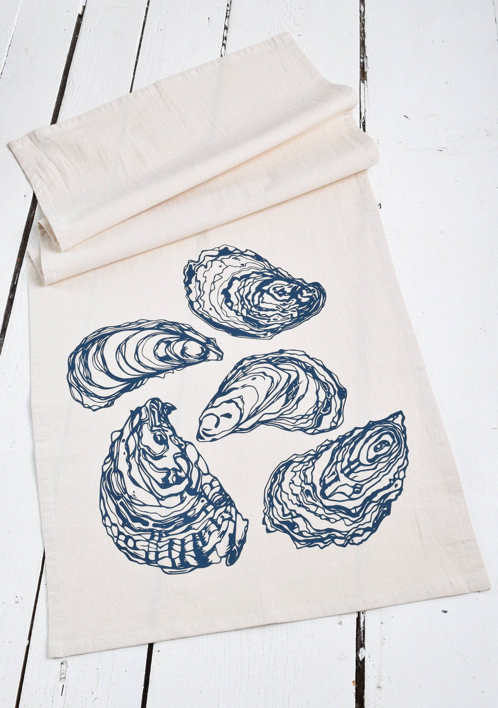 Oyster Tea Towel in Navy Blue - Organic Cotton
