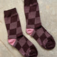 Dark Pink Retro Crew Socks