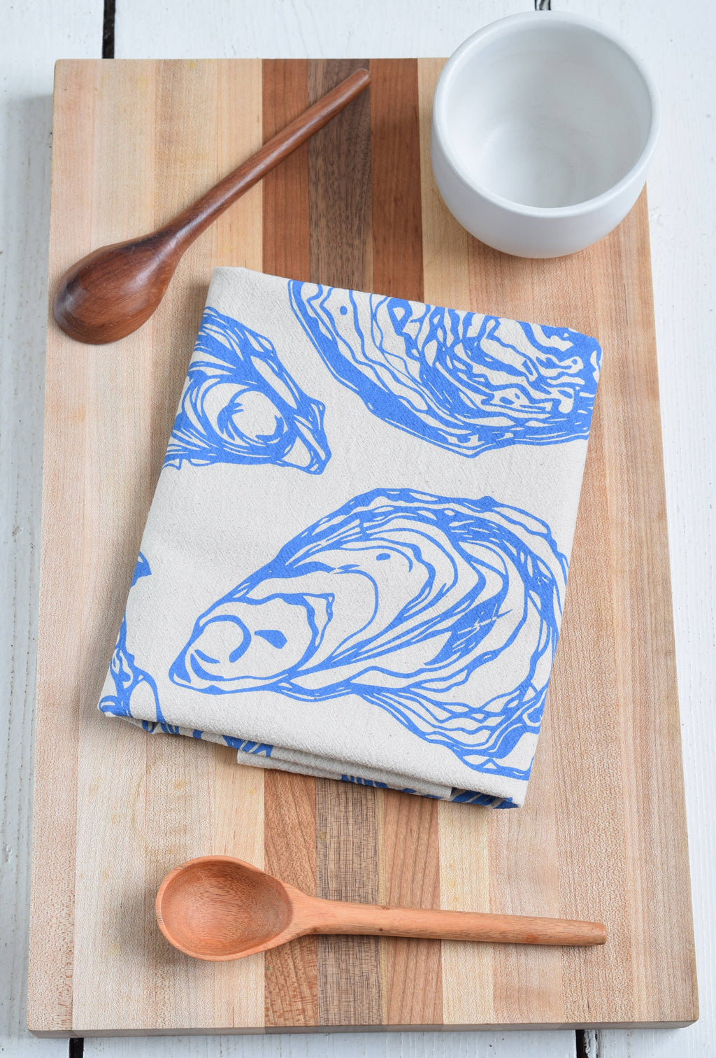 Oyster Tea Towel in Blue-violet - Organic Cotton - Sea Shell