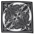 Crow Bandana - Dark Black - 100% Cotton - Bird Print Hanky
