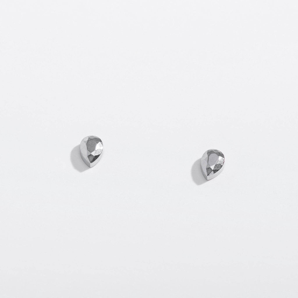 14k Gold PVD or Titanium Faceted Teardrop Flat Back Studs