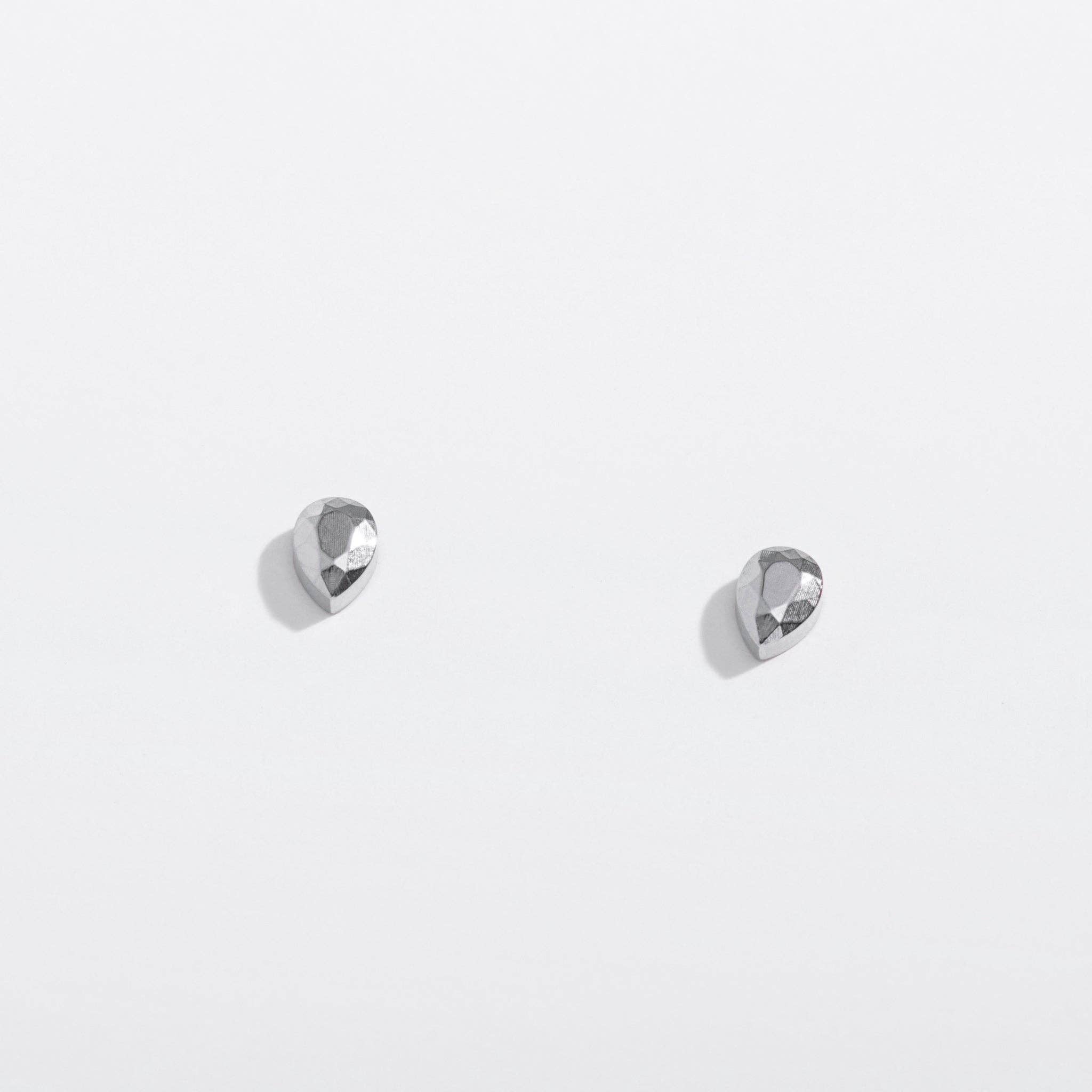 14k Gold PVD or Titanium Faceted Teardrop Flat Back Studs