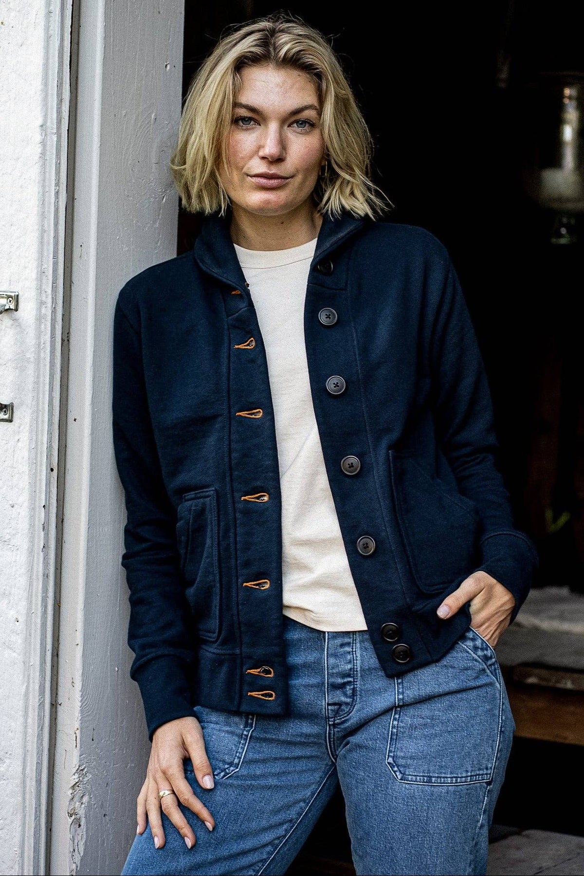 Bodega Cardigan | 100% Cotton | Navy