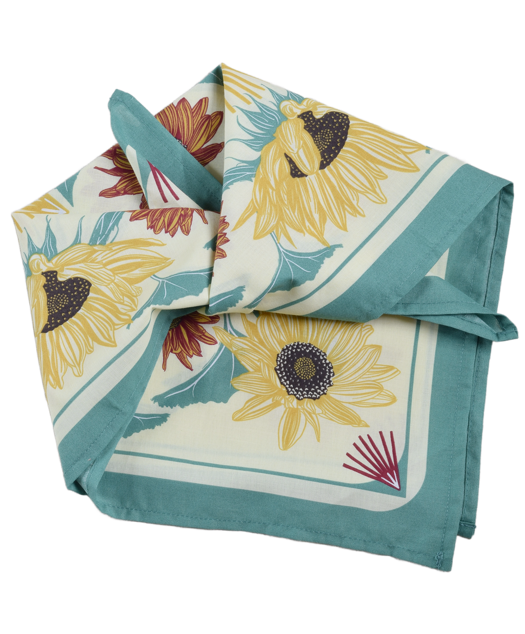 Sunflower Bandana - 100% Cotton - Floral Scarf - 22" x 22"