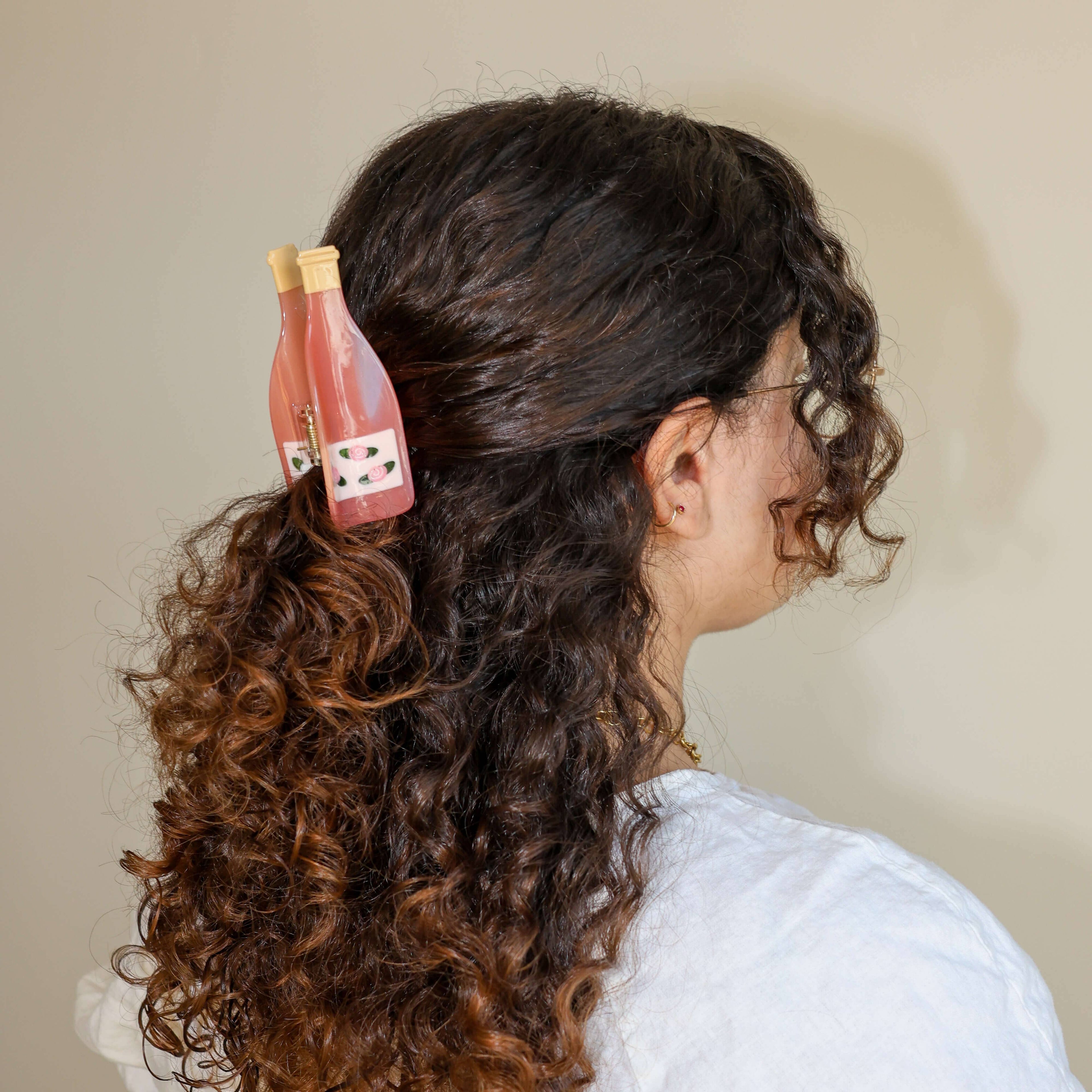 Large Rose Wine Bottle Hair Claw Clip