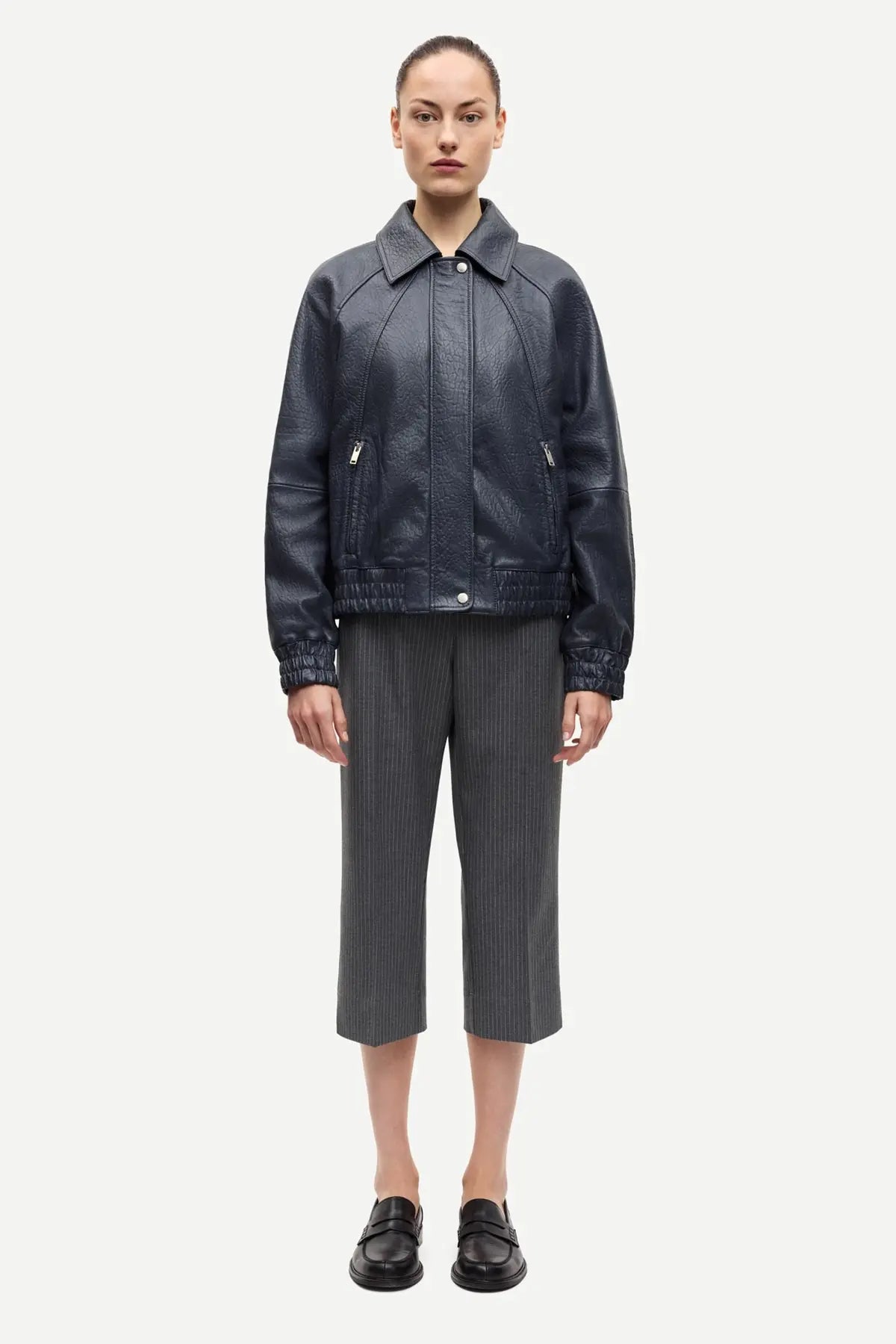 Sanula Leather Bomber | Asphalt