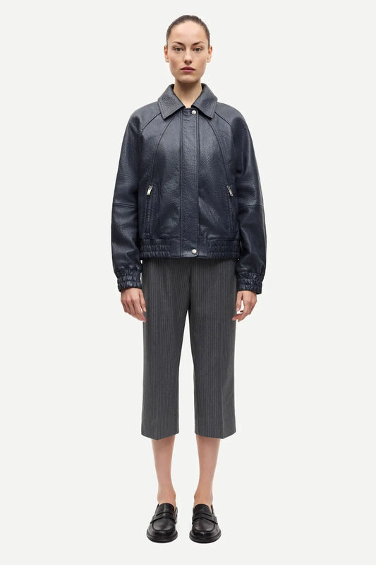 Sanula Leather Bomber | Asphalt