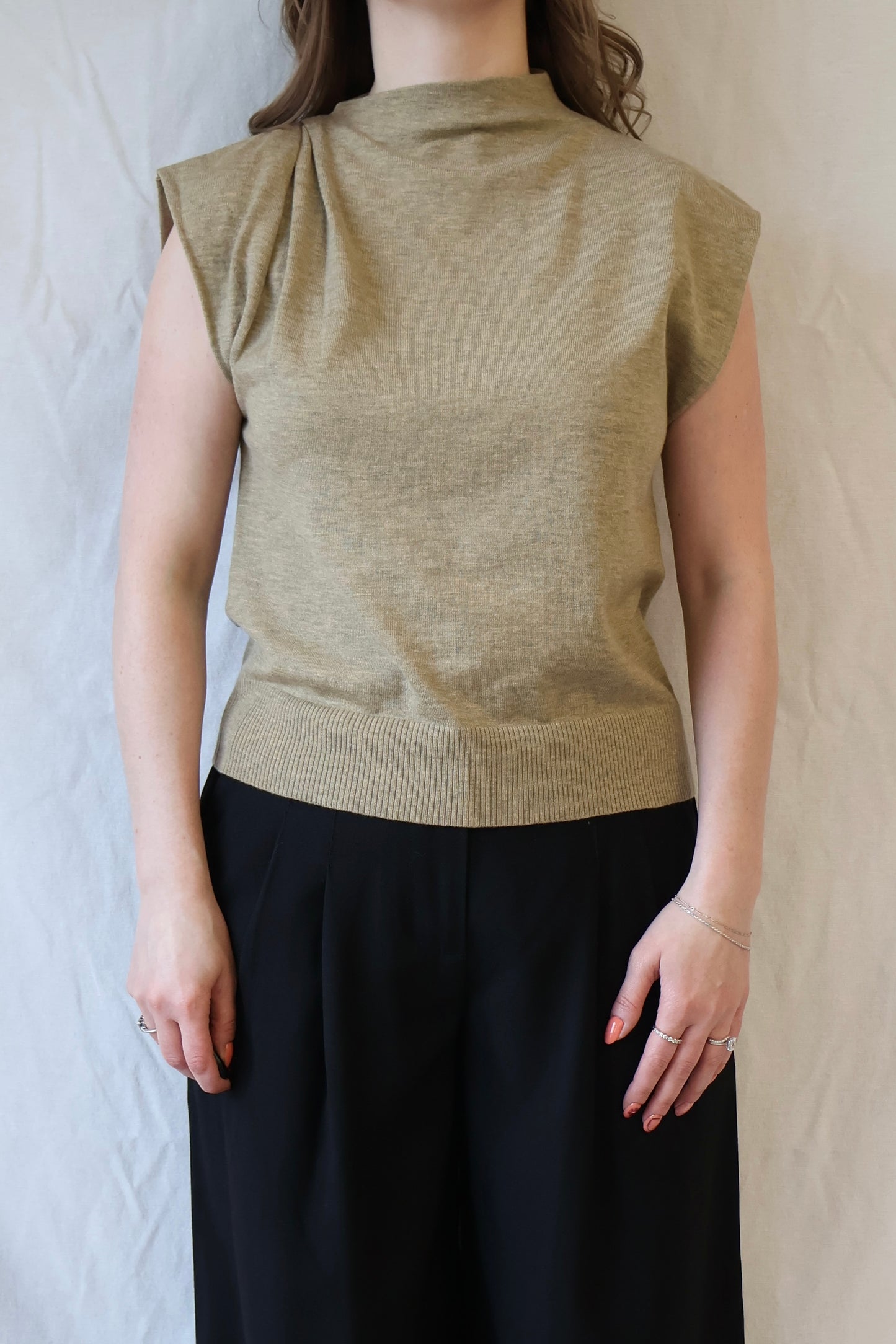 Elvio Merino Blend Top | Khaki