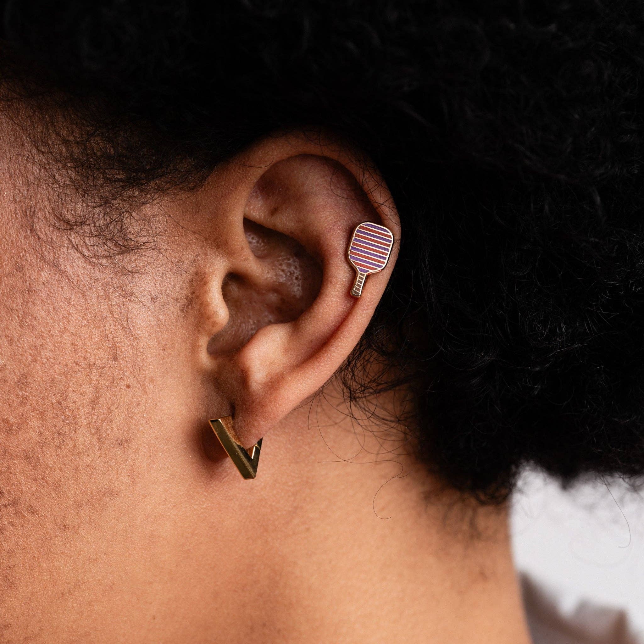 Triangle Huggie Hoops | 14k gold-plated brass
