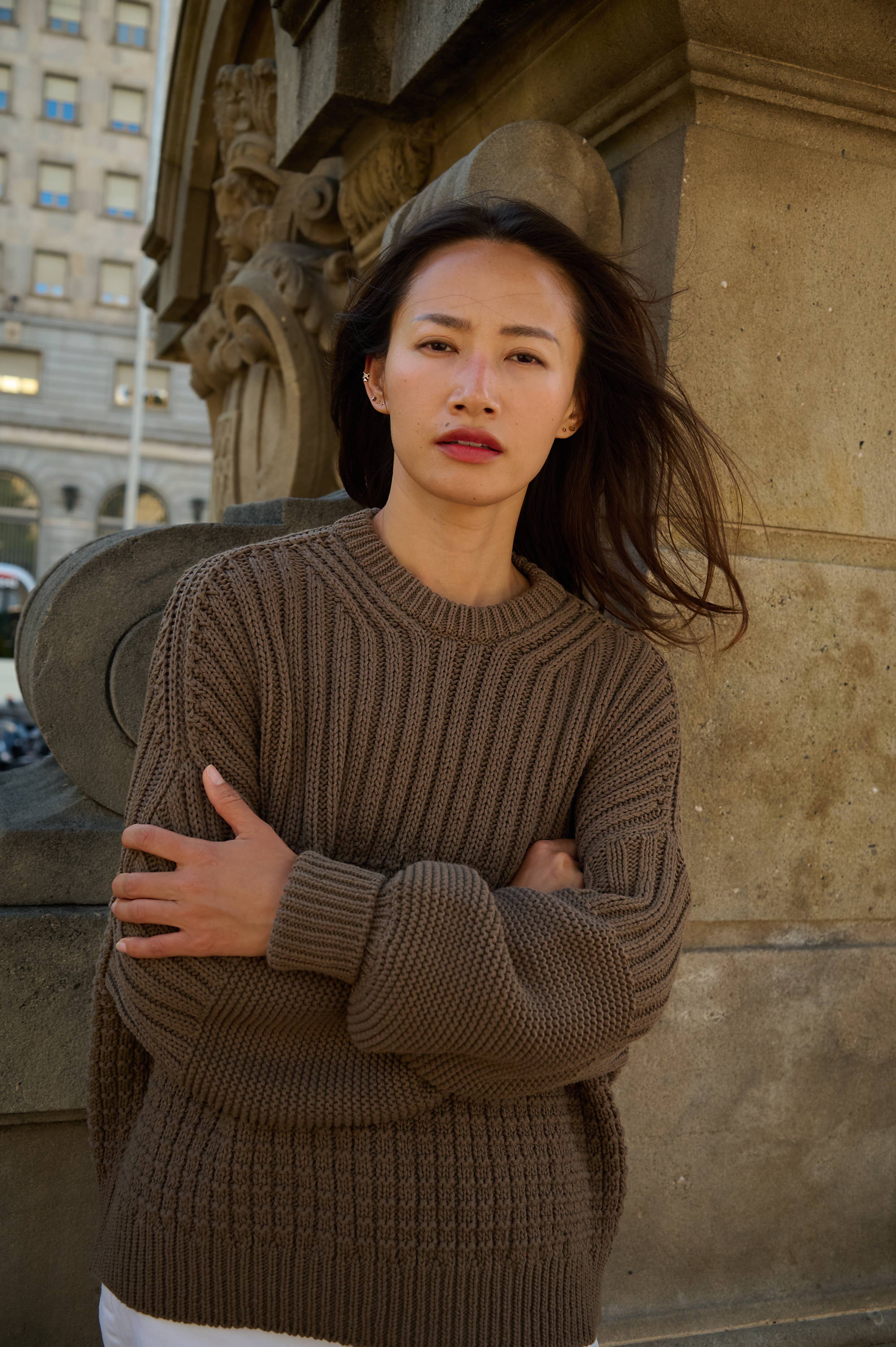 Delčia: 100% Cotton Earth Brown Sweater 