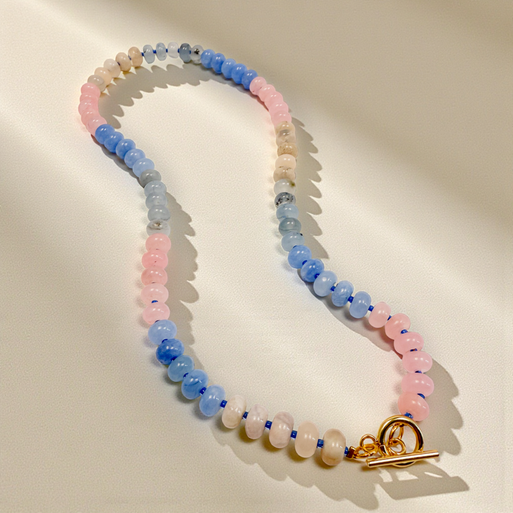 Cotton Candy Quartz Bold Gemstone Beaded Necklace