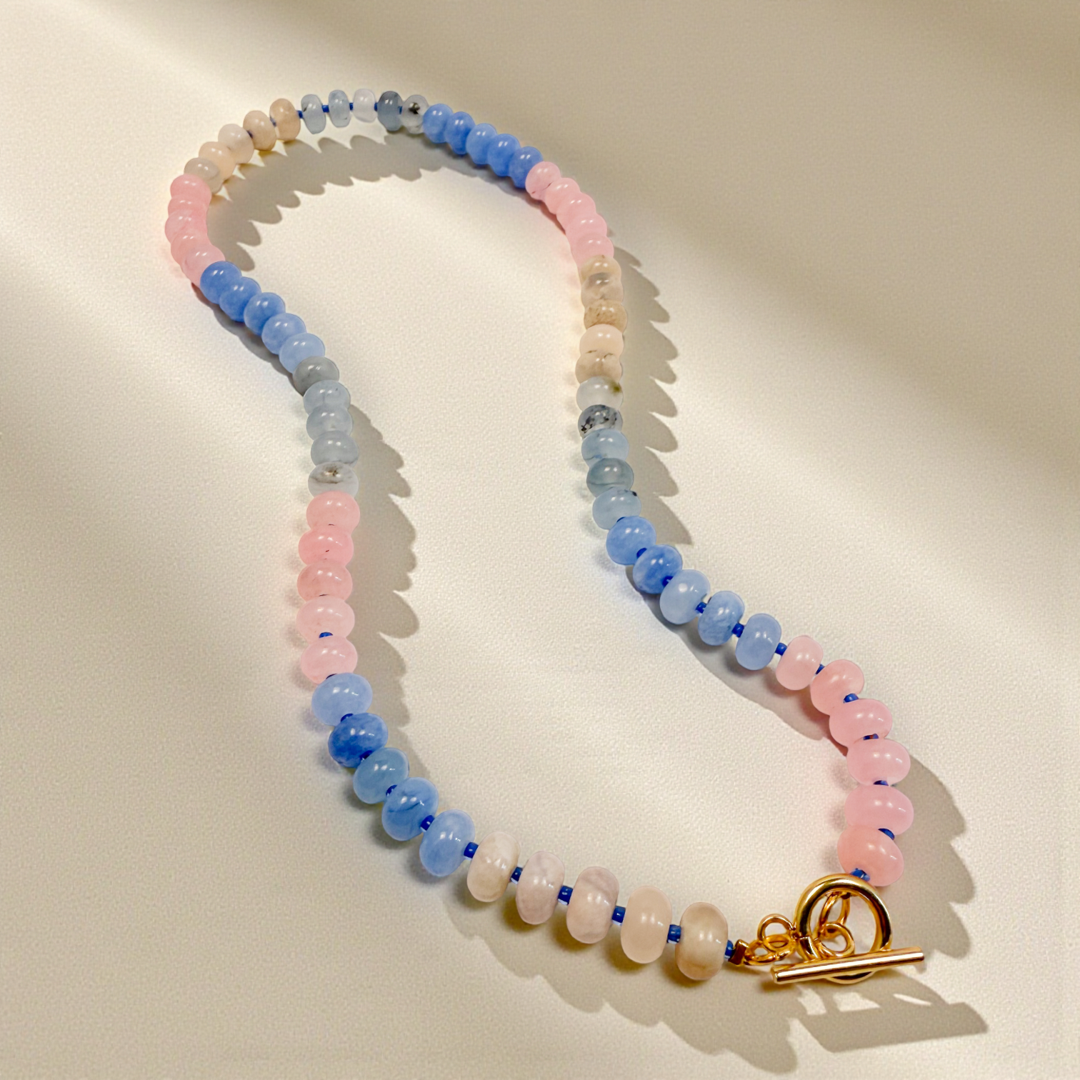 Cotton Candy Quartz Bold Gemstone Beaded Necklace