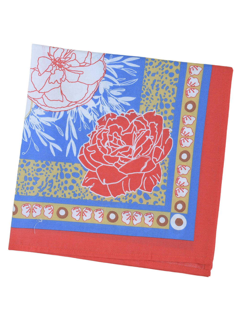 Peony Bandana - 100% Cotton - Hand Printed - Red