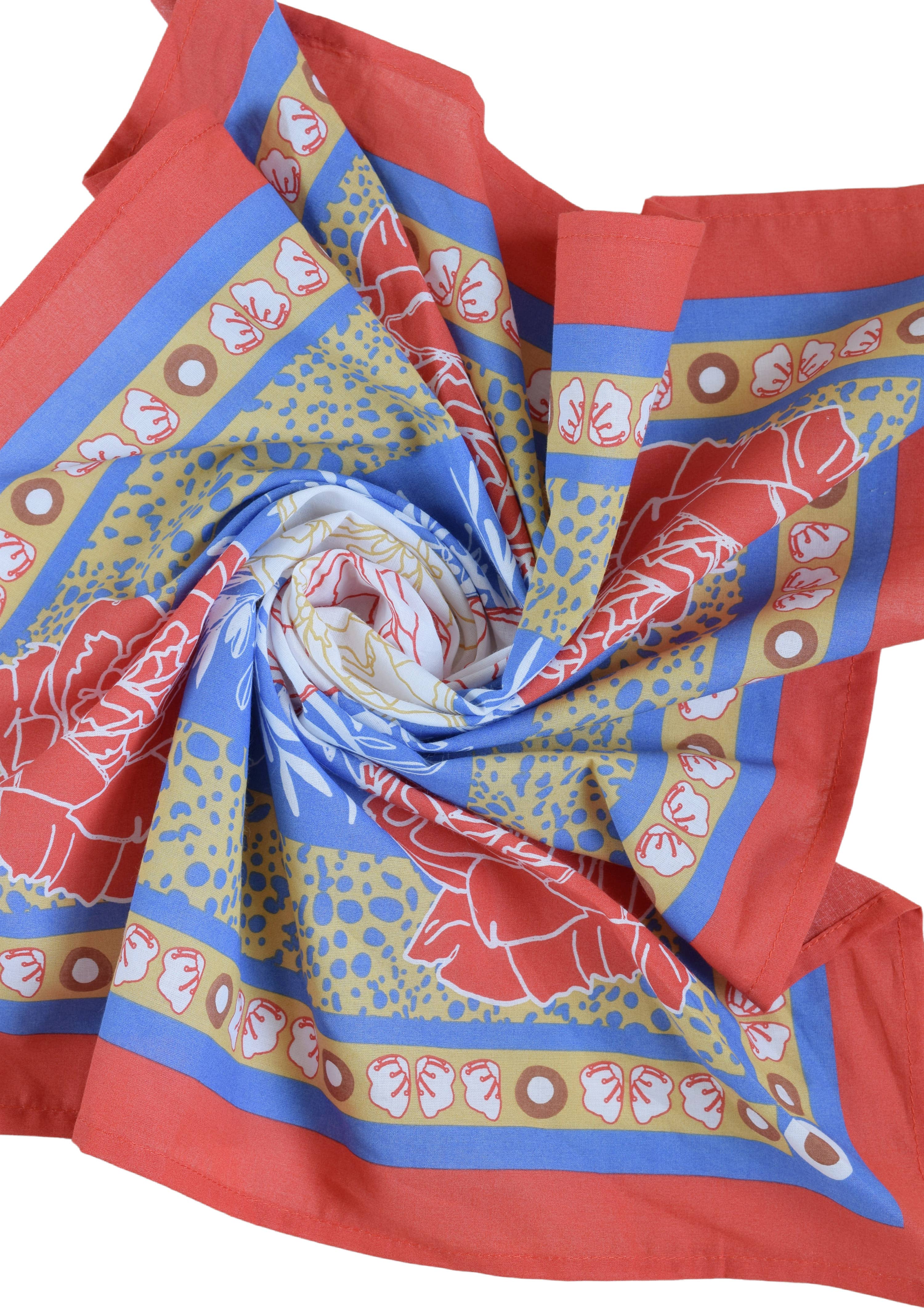Peony Bandana - 100% Cotton - Hand Printed - Red