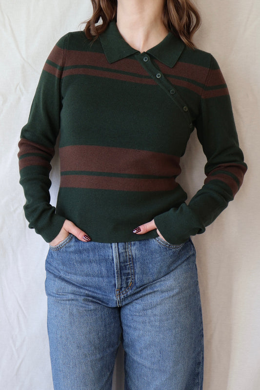 Dante Striped Sweater | Green + Brown