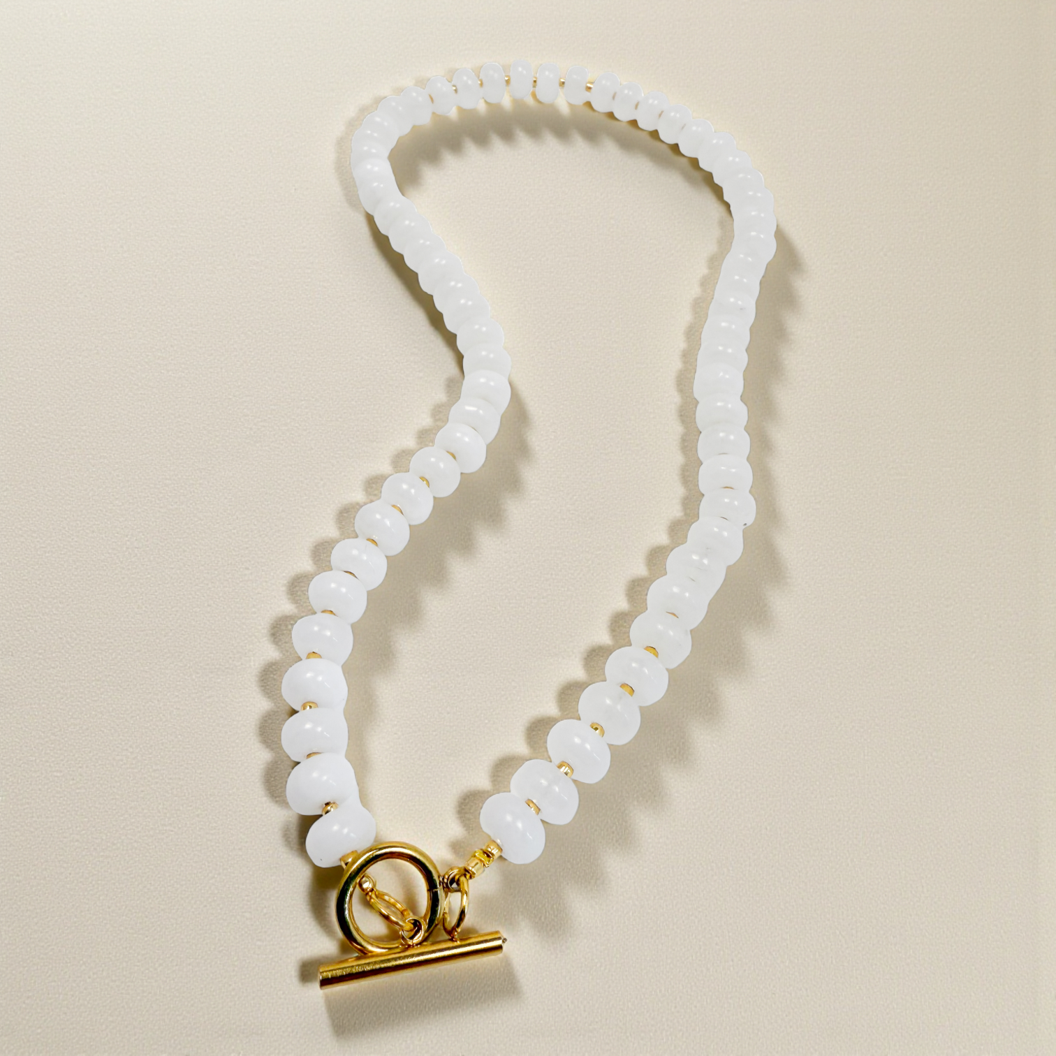 Bold Gemstone Beaded Necklace White Quartz