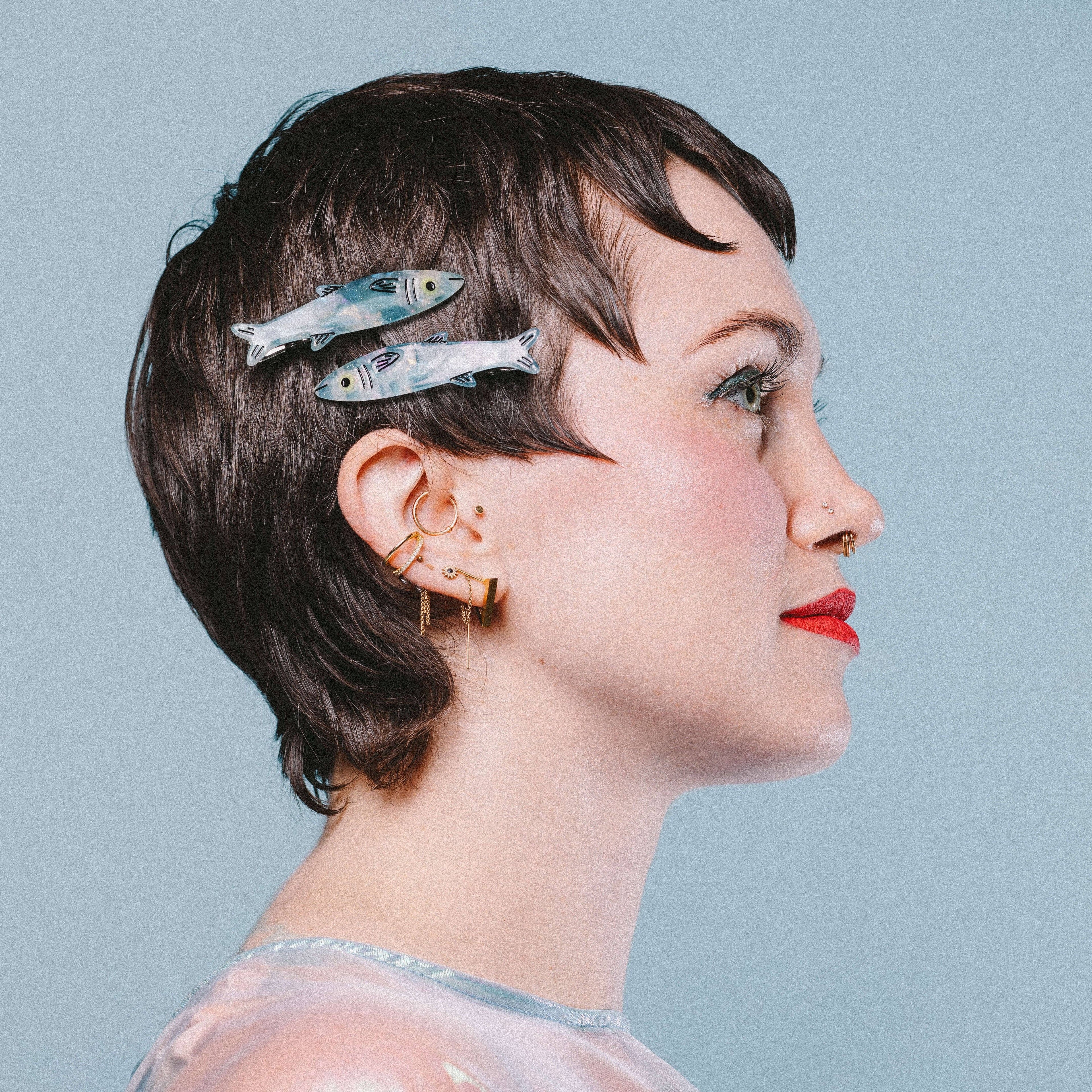 Sardine Alligator Hair Clip Set | Blue