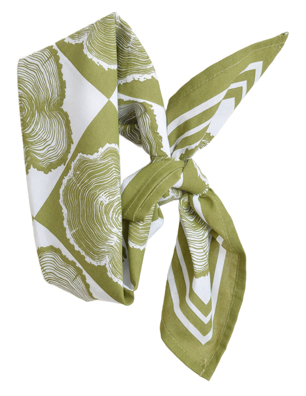 Tree Ring Bandana - 100% Cotton - Olive Green Print