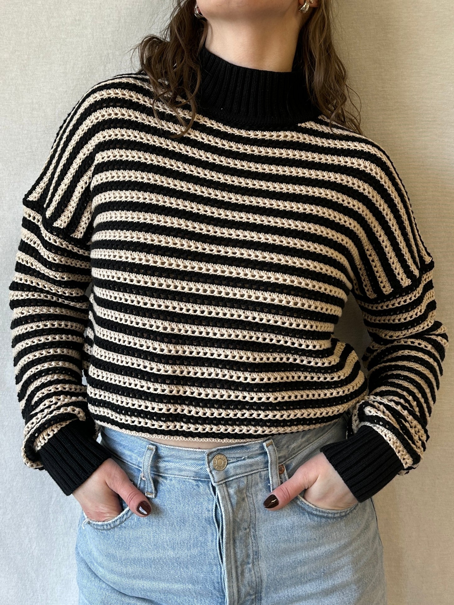 June Cropped Sweater | Sand + Black