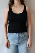Mia Scoop Neck Layering Tank | Black