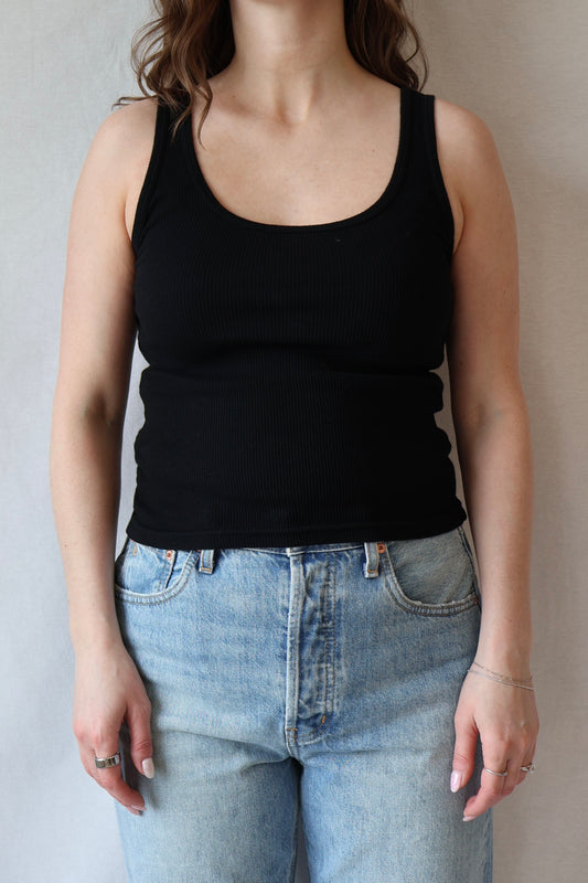 Mia Scoop Neck Layering Tank | Black