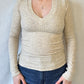 Viola Ribbed V-Neck | Oatmeal